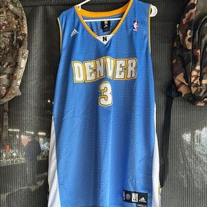 Adidas Blue and Yellow Denver Basketball Jersey